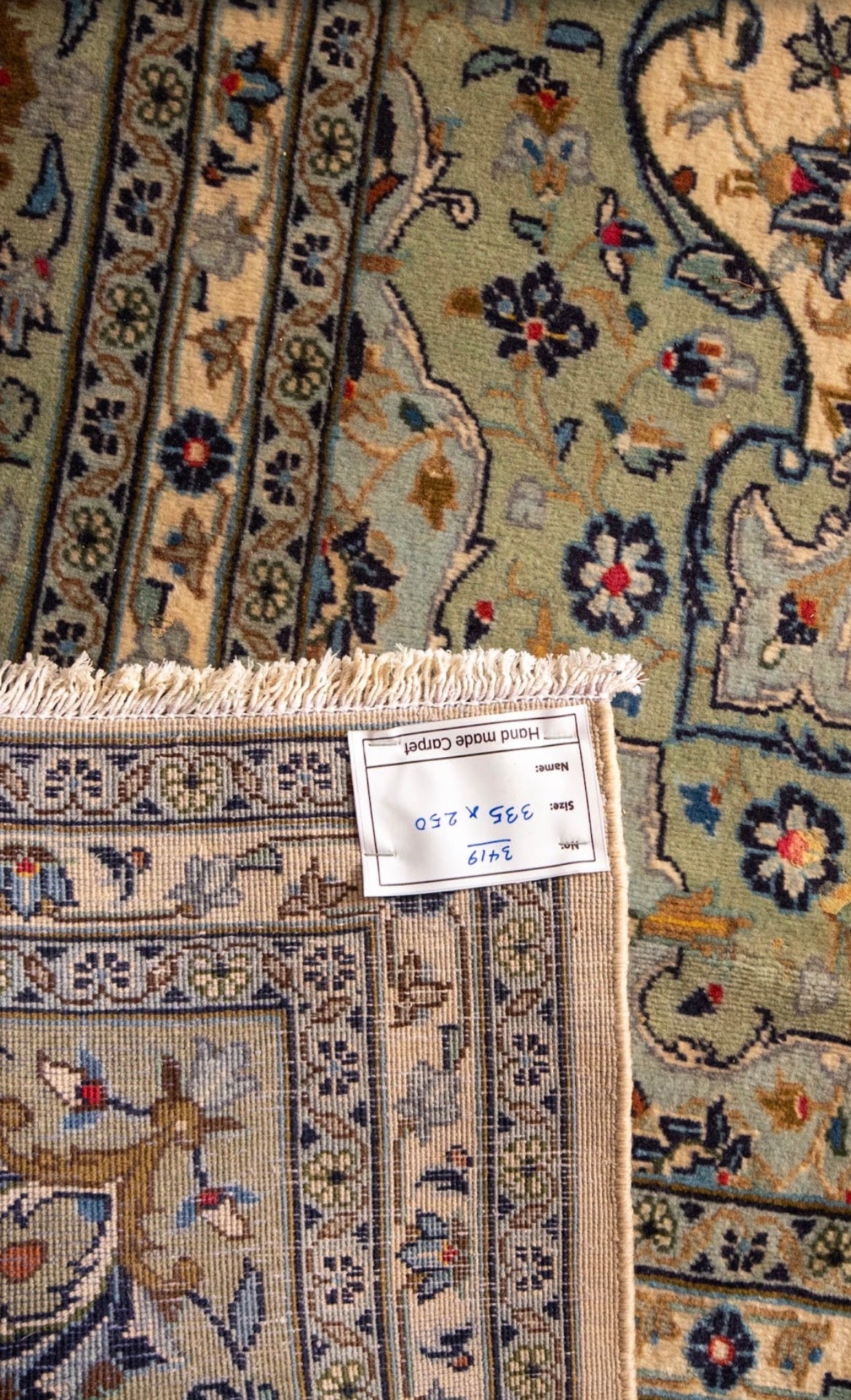 Persian Classic Kashan Rug – Pistachio Border & Medallion-335x250cm