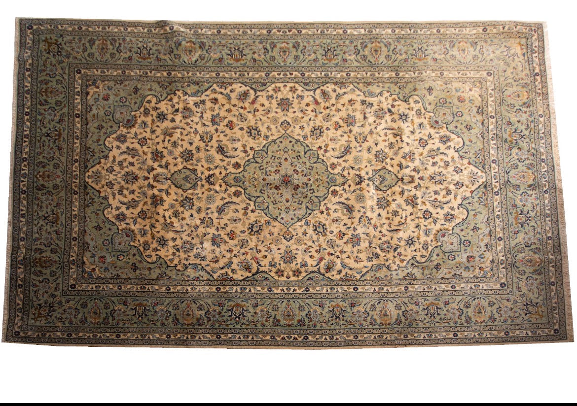 Persian Classic Kashan Rug – Pistachio Border & Medallion-335x250cm