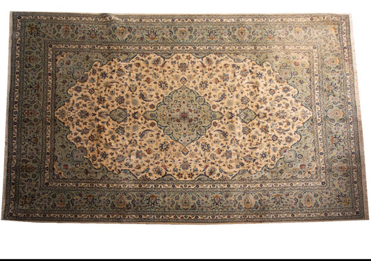 Persian Classic Kashan Rug – Pistachio Border & Medallion-335x250cm