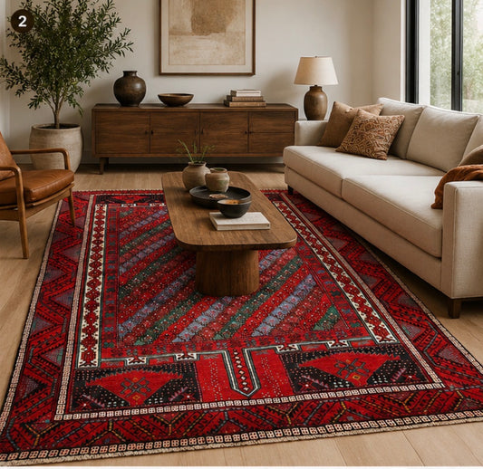 Hand-knotted Tribal khorasan wool rug 2x3