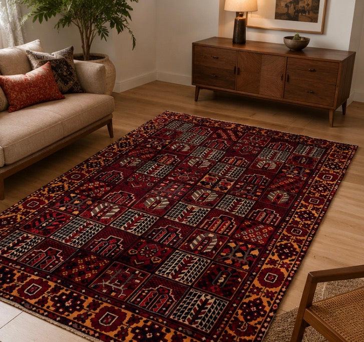 Hand-knocked Isfahan bakhtiyari wool rug. 200x300 cm