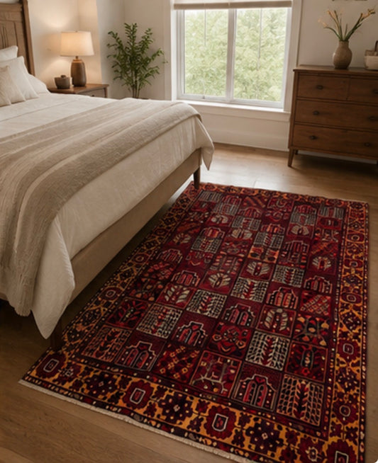Hand-knocked Isfahan bakhtiyari wool rug. 200x300 cm