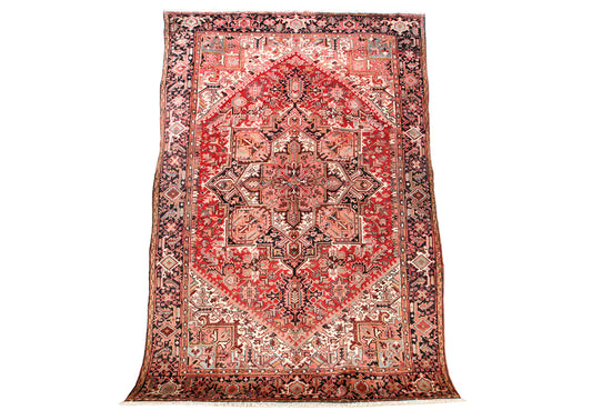 Persian Heriz Hand-Knotted Rug 360 × 256 cm | Geometric Wool Rug