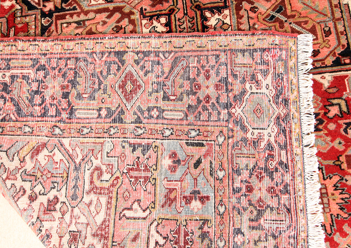 Persian Heriz Hand-Knotted Rug 360 × 256 cm | Geometric Wool Rug