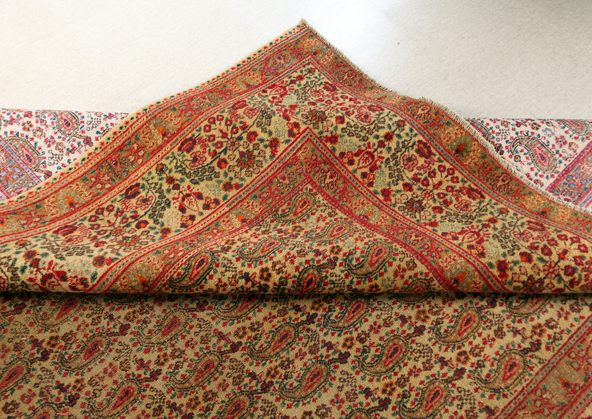 Antique Persian Moud Mirbote Rug 300 × 210 cm | Beige & Green Hand-Knotted Wool Rug