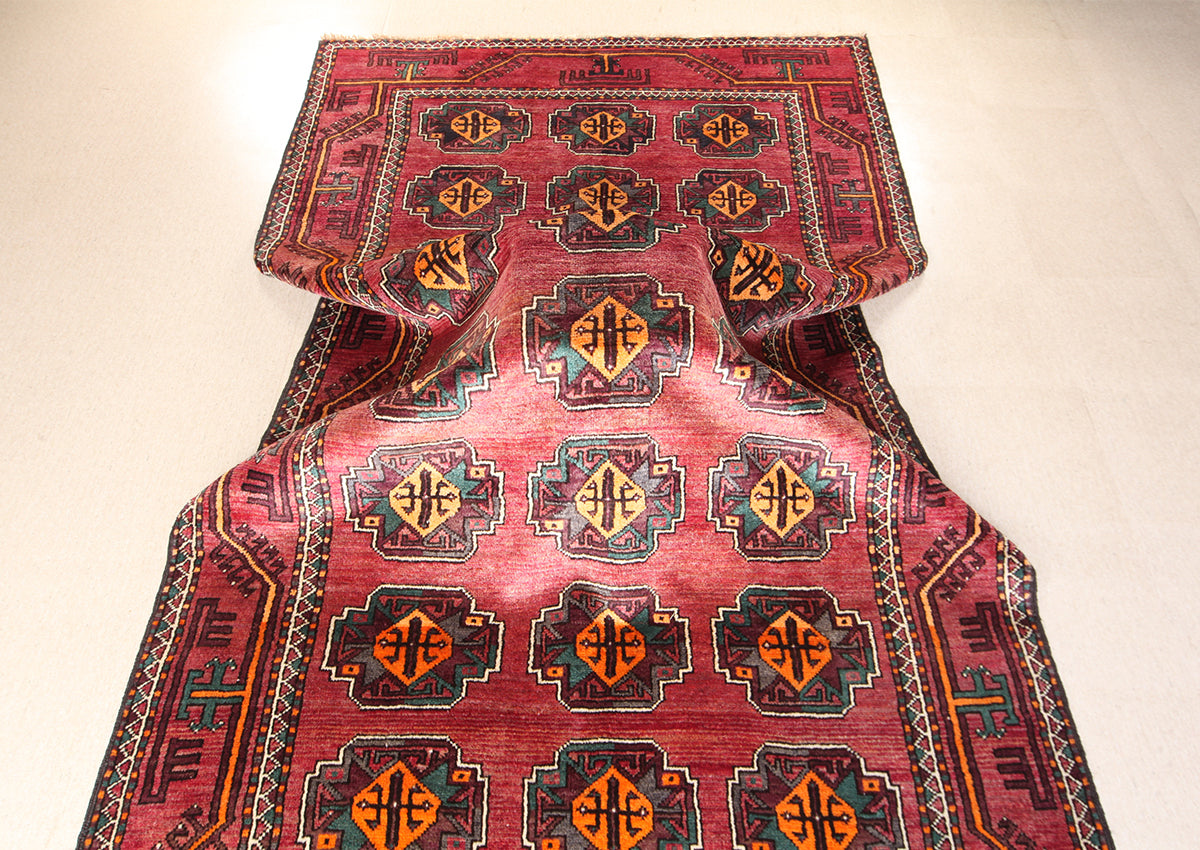 Hand-Knotted Khorasan Balouchi Tribal Wool Rug. 295X150